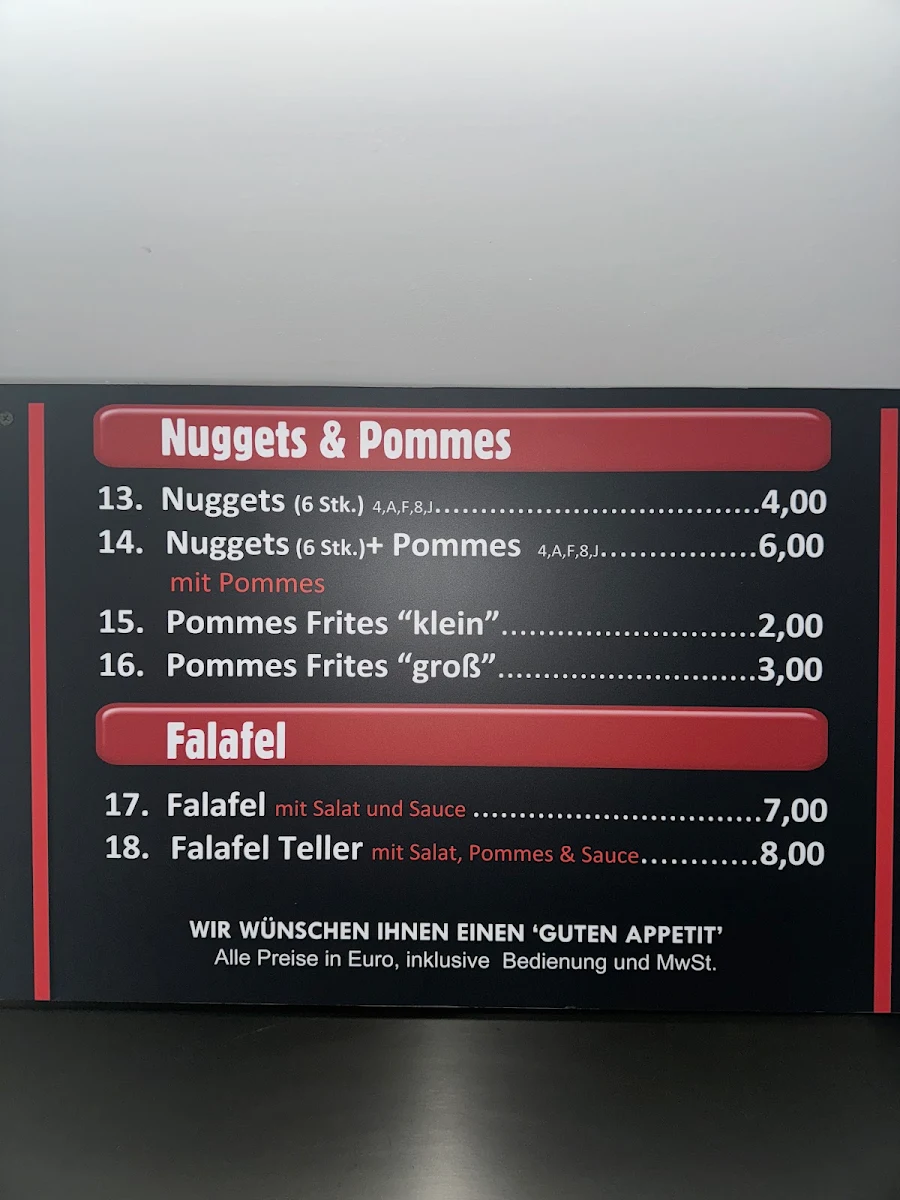 Speisekarte, Bros Döner