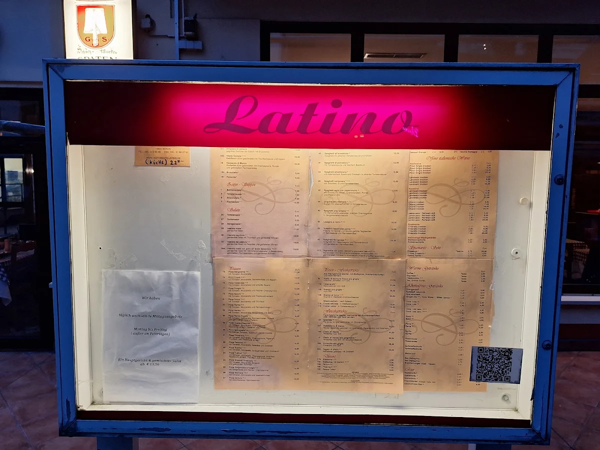 Speisekarte, Latino Ristorante - Pizzeria