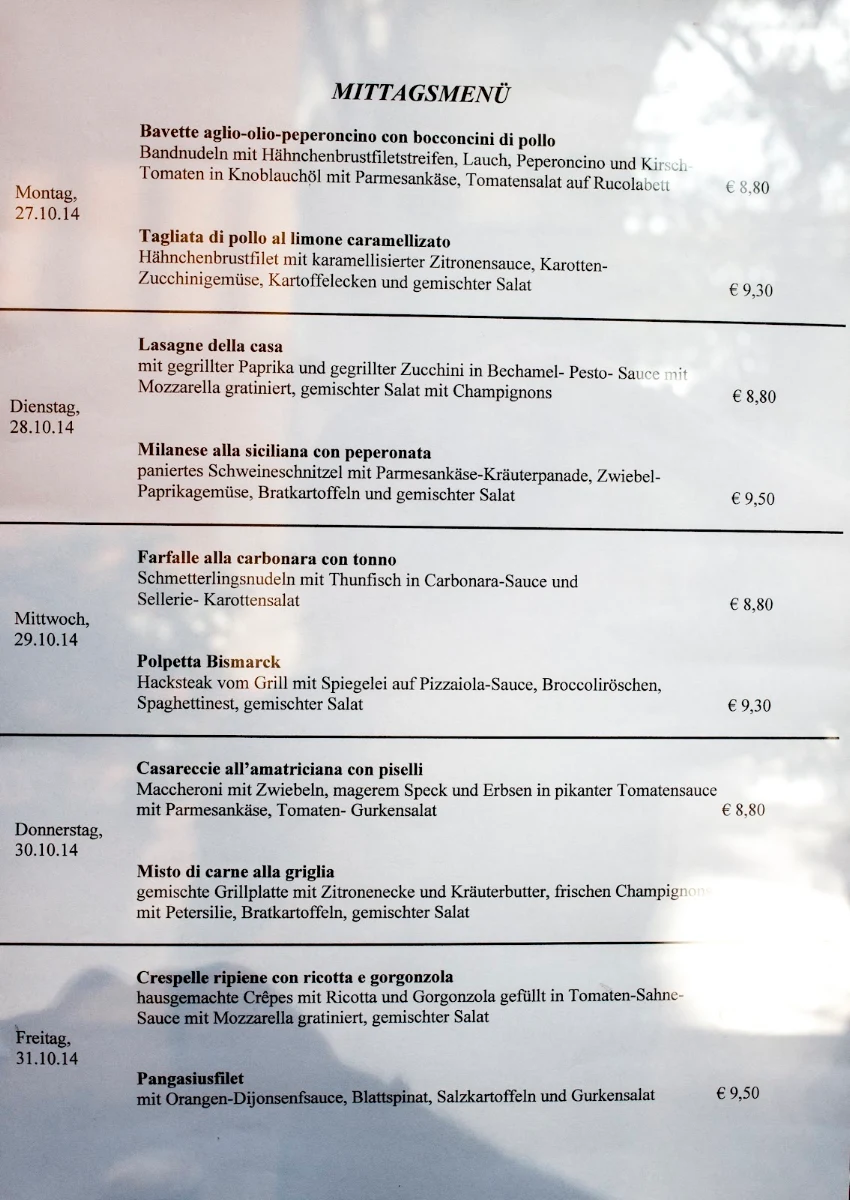 Speisekarte, Latino Ristorante - Pizzeria