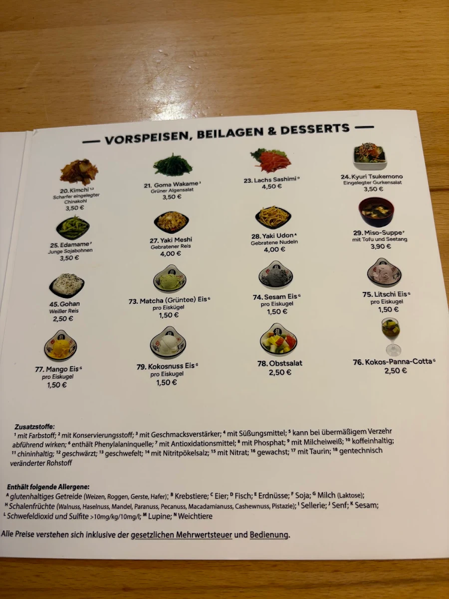 Speisekarte, Oishii Sushi & Grill
