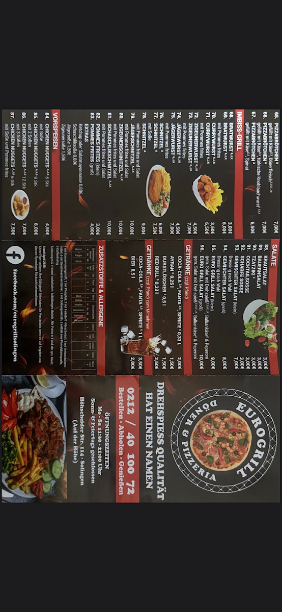 Speisekarte, Euro Grill
