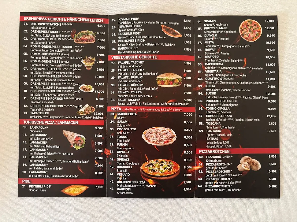 Speisekarte, Euro Grill