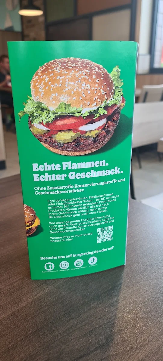 Speisekarte, Burger King Neustadt