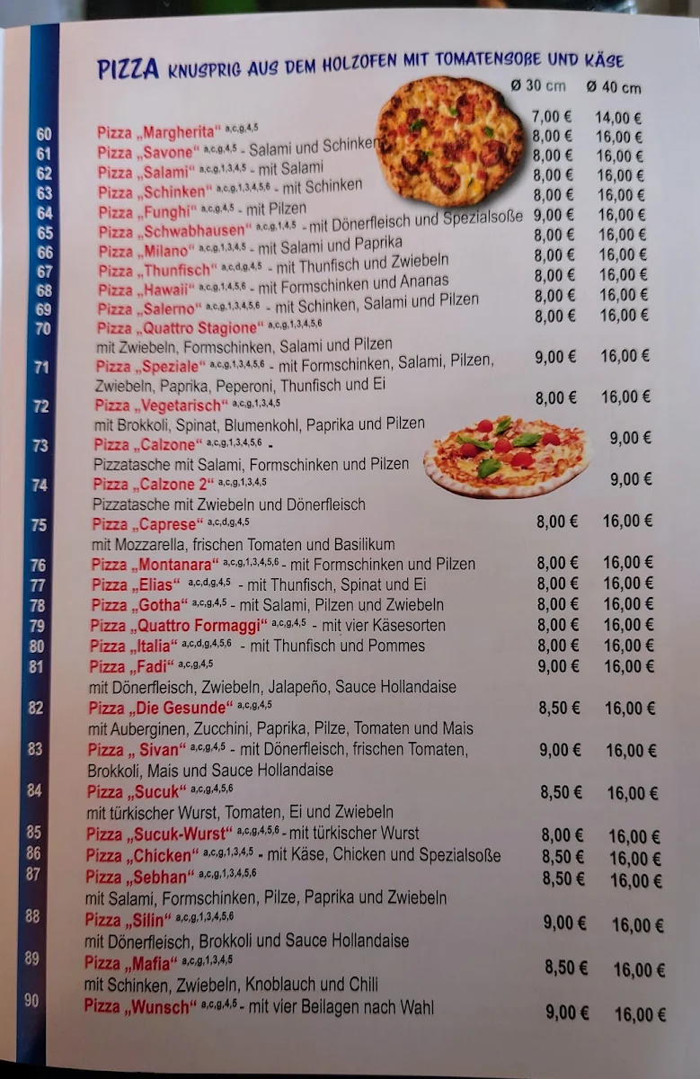 Speisekarte, Imbiss Schwabhausen