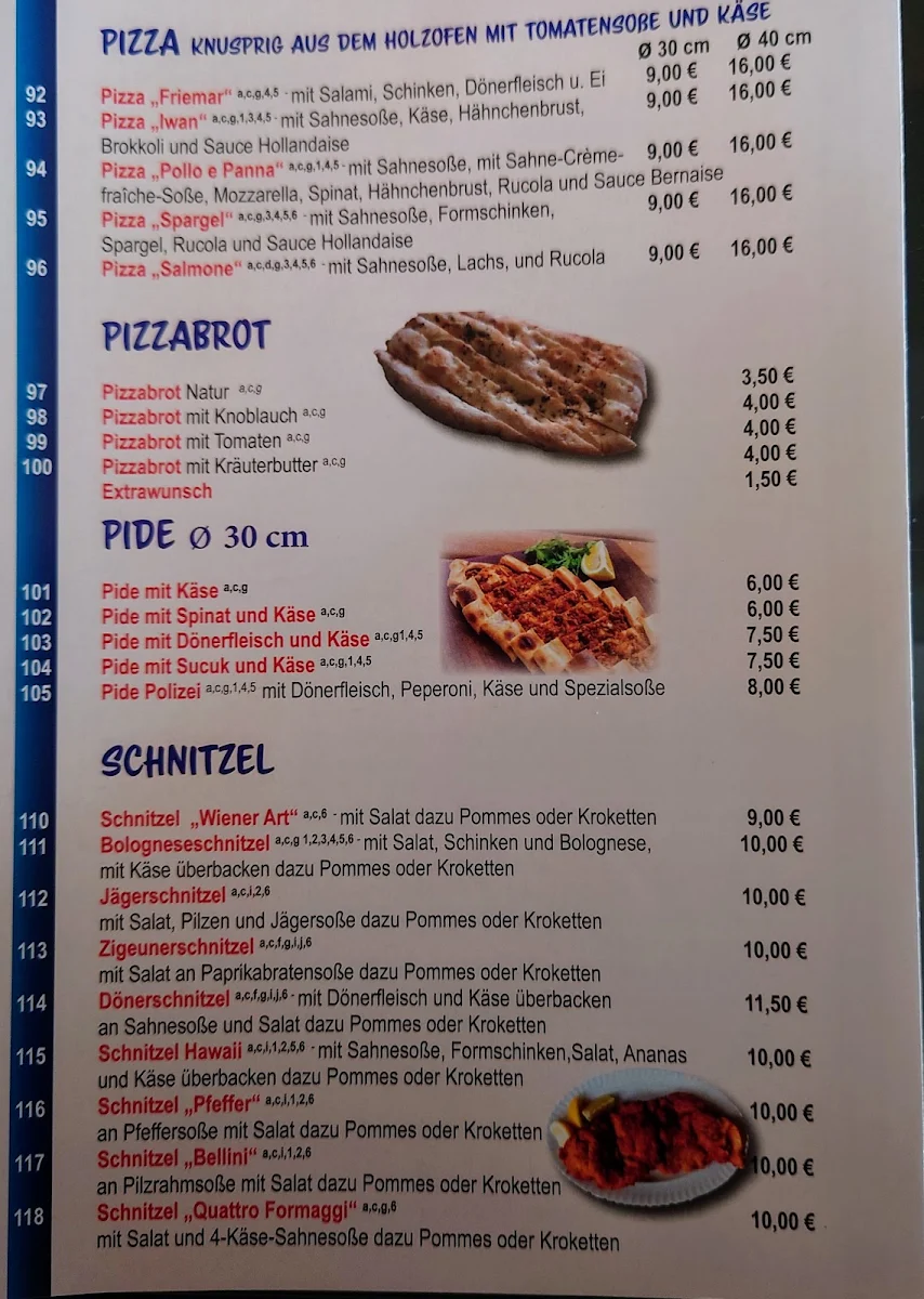 Speisekarte, Imbiss Schwabhausen