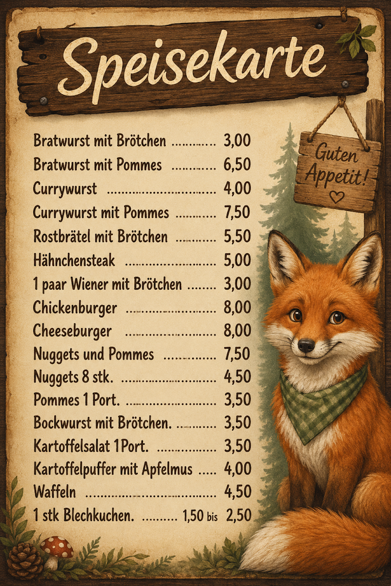Speisekarte, Fuchsbau
