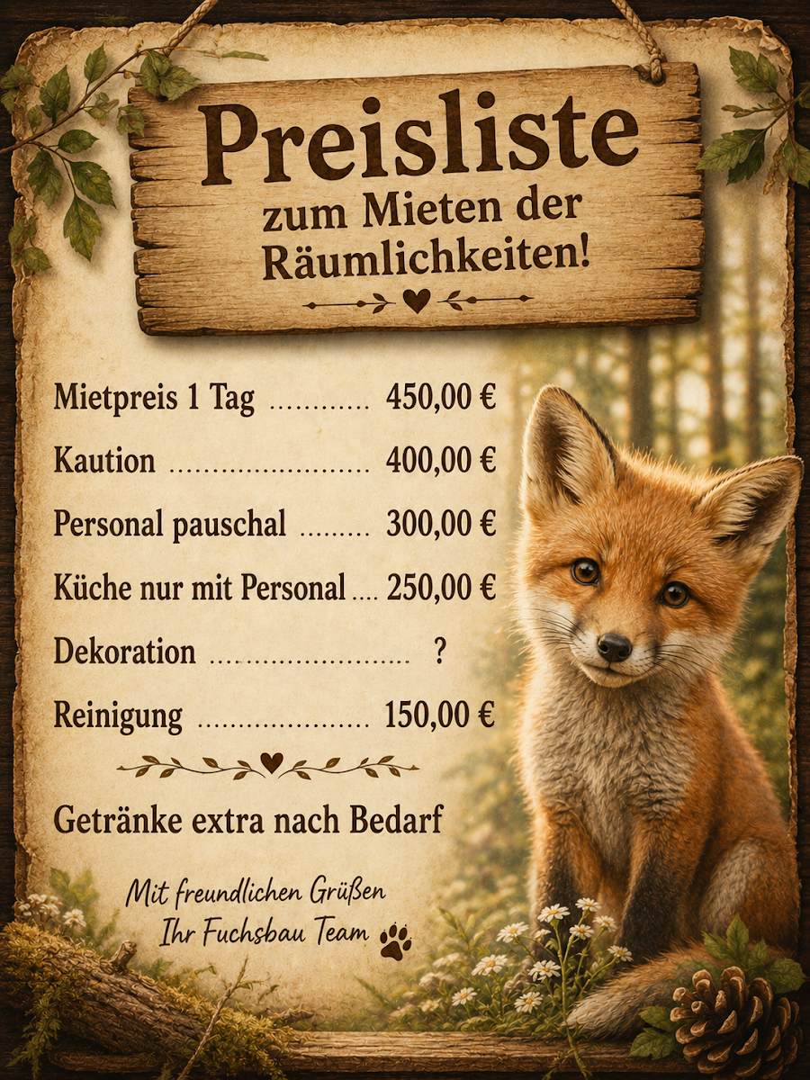 Speisekarte, Fuchsbau