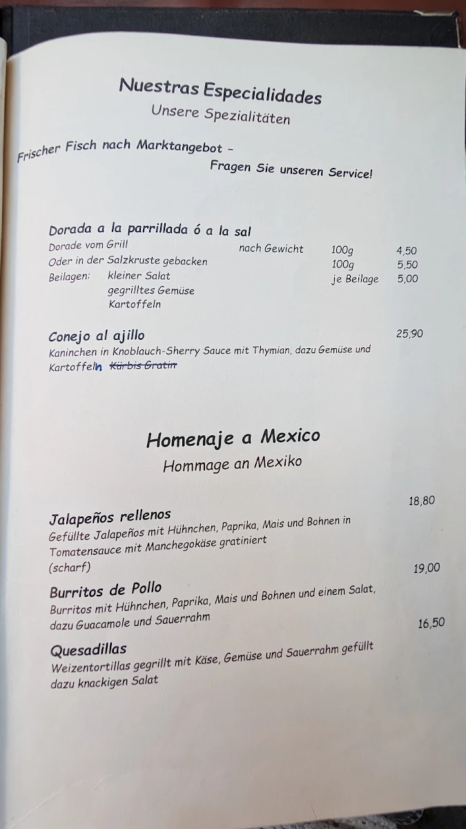 Speisekarte, Centro Español