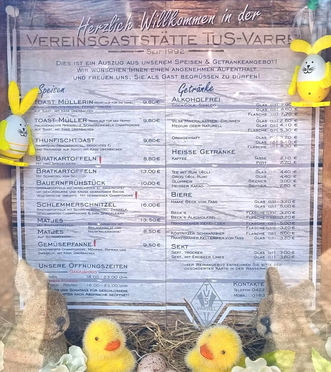 Speisekarte, Wassermühle Gut Varrel