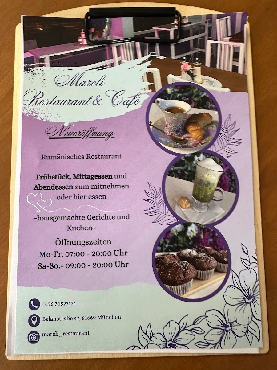 Speisekarte, Mareli Restaurant & Cafe
