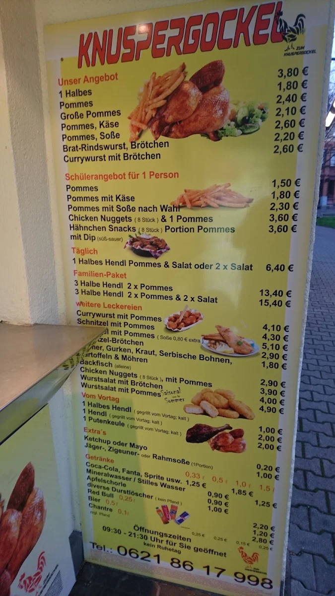 Speisekarte, Knuspergockel