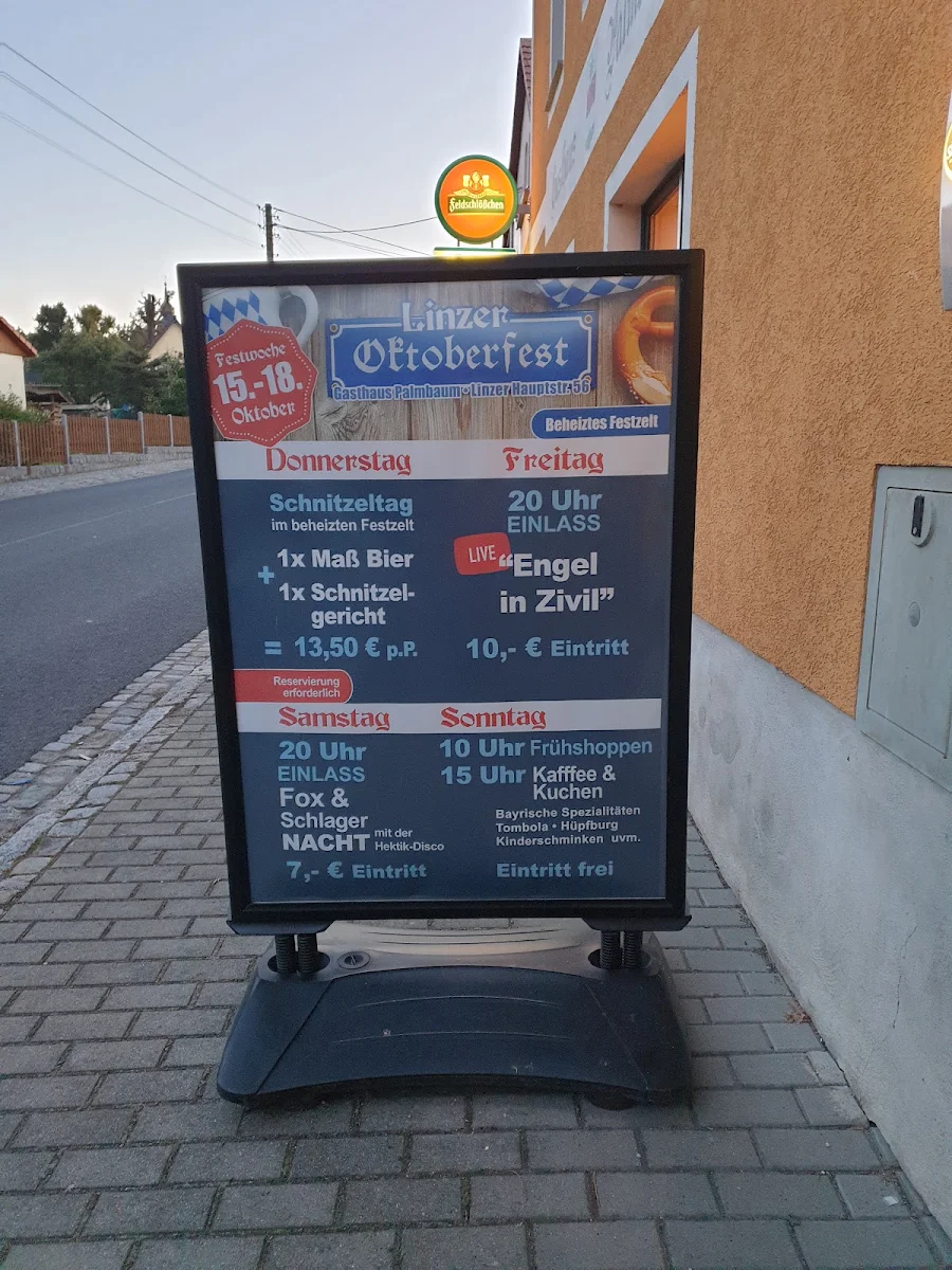 Speisekarte, Gasthaus Palmbaum