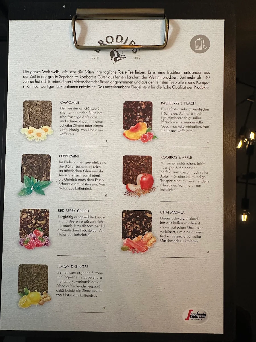 Speisekarte, Caffè Nero