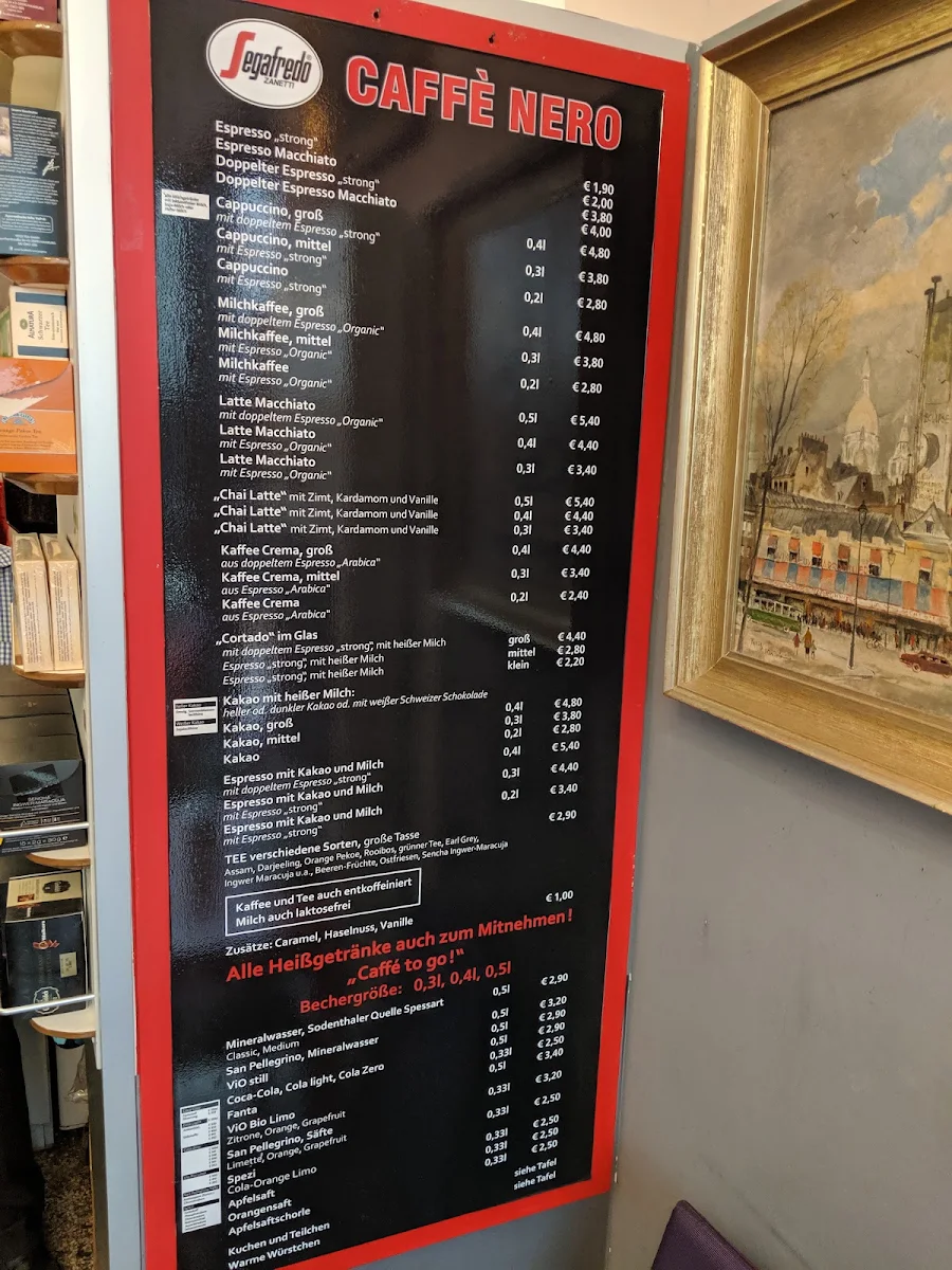 Speisekarte, Caffè Nero