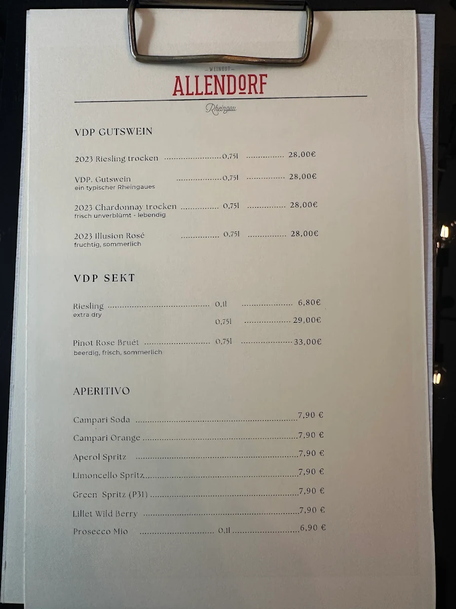 Speisekarte, Caffè Nero