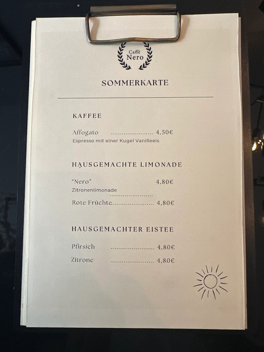 Speisekarte, Caffè Nero