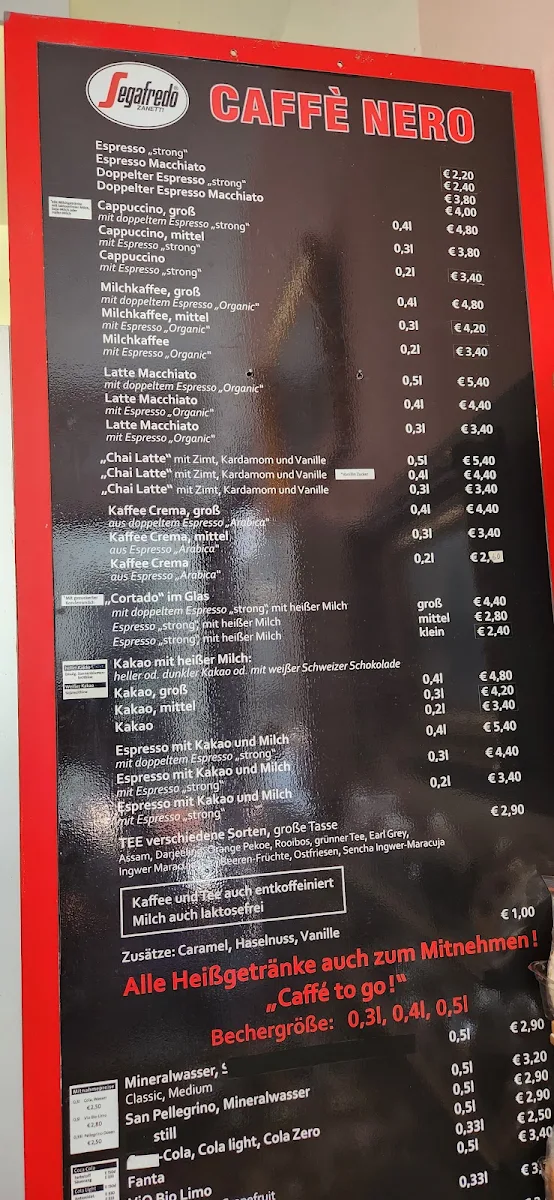 Speisekarte, Caffè Nero