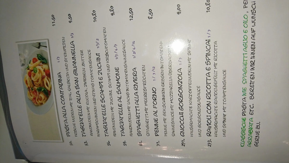 Speisekarte, Ristorante Bella Roma