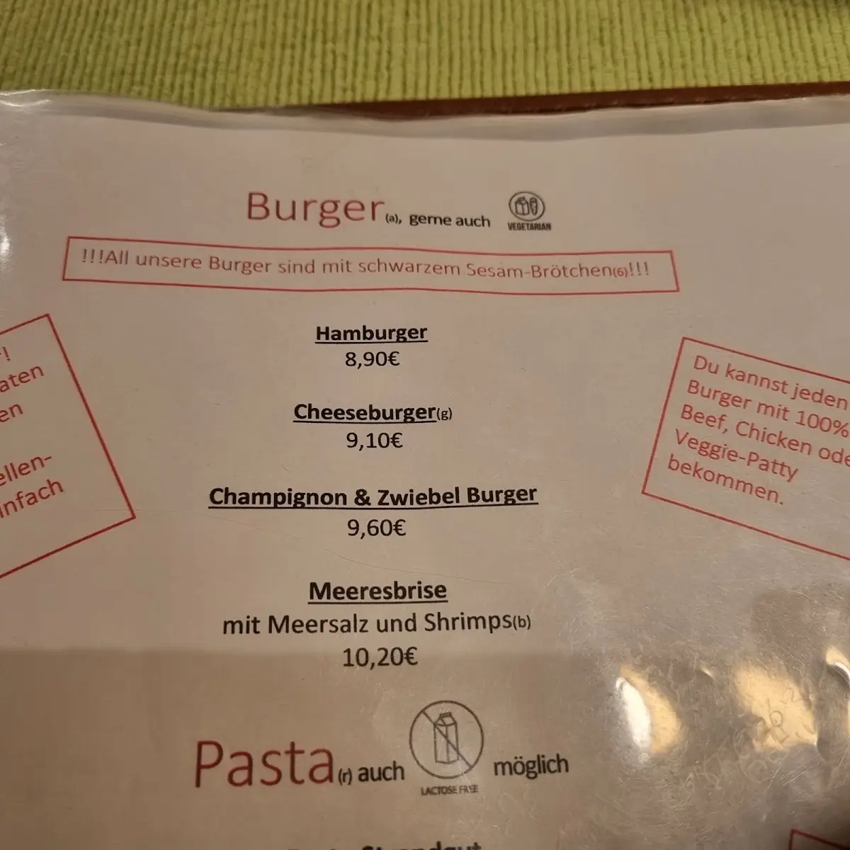 Speisekarte, Klabautermann