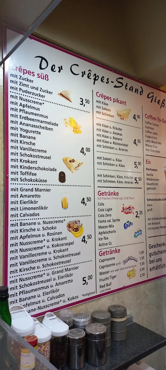 Speisekarte, Der Crêpes Stand