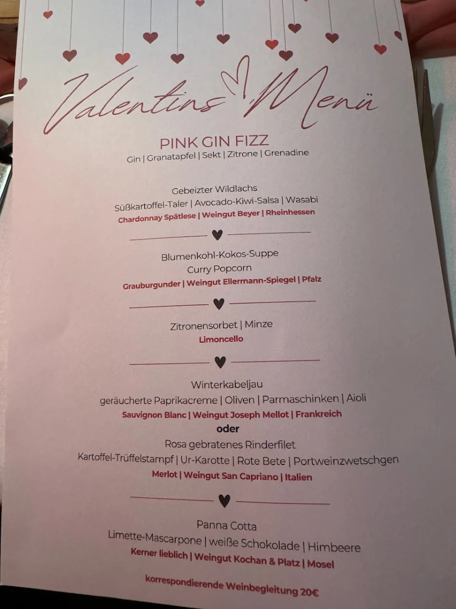 Speisekarte, Restaurant Zum Niddertal