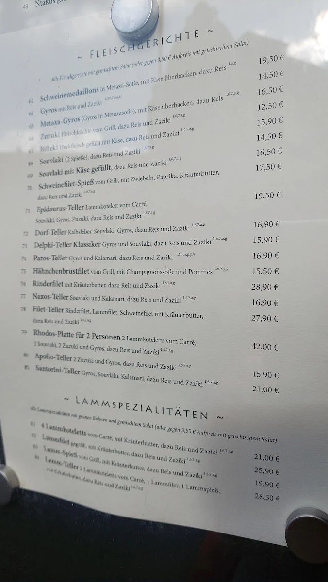 Speisekarte, Goldener Löwe