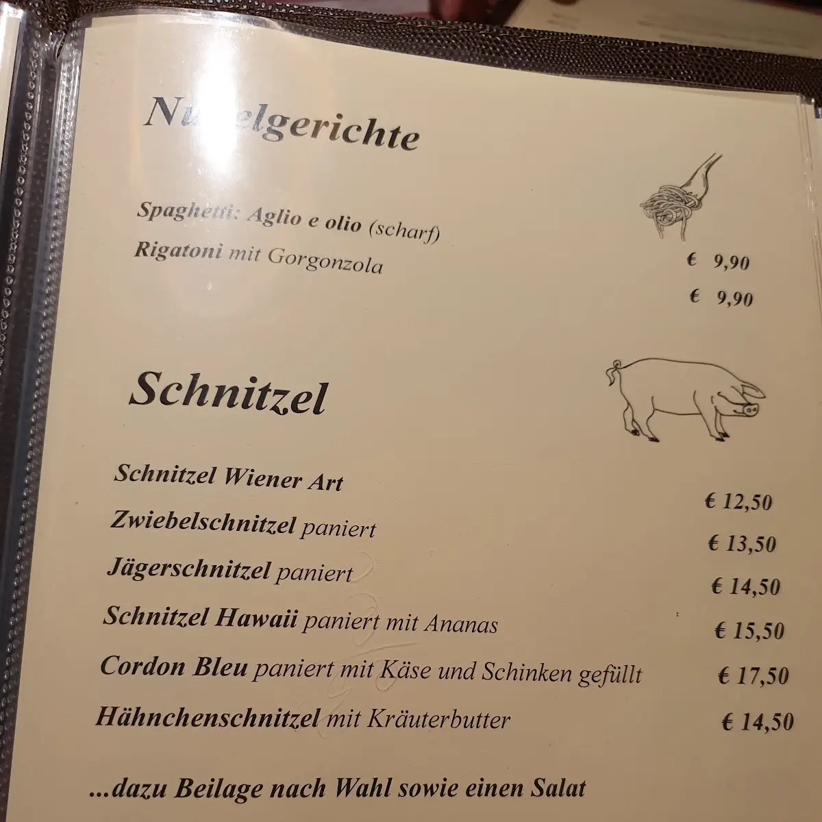 Speisekarte, Gaststätte "Bei Uns"
