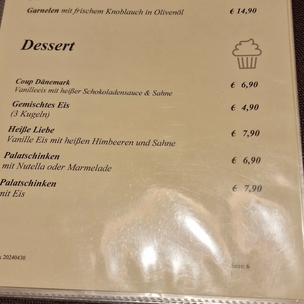 Speisekarte, Gaststätte "Bei Uns"