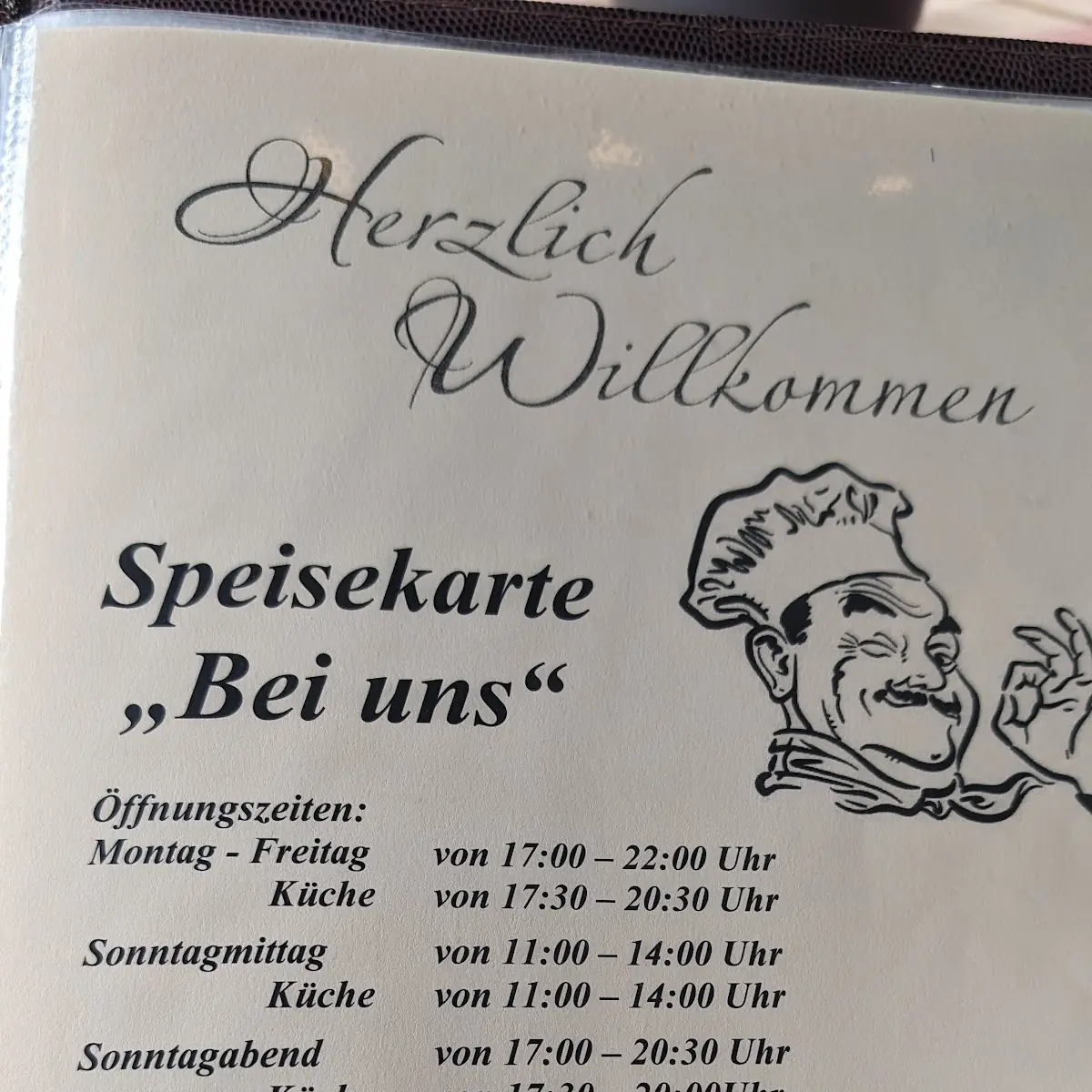 Speisekarte, Gaststätte "Bei Uns"