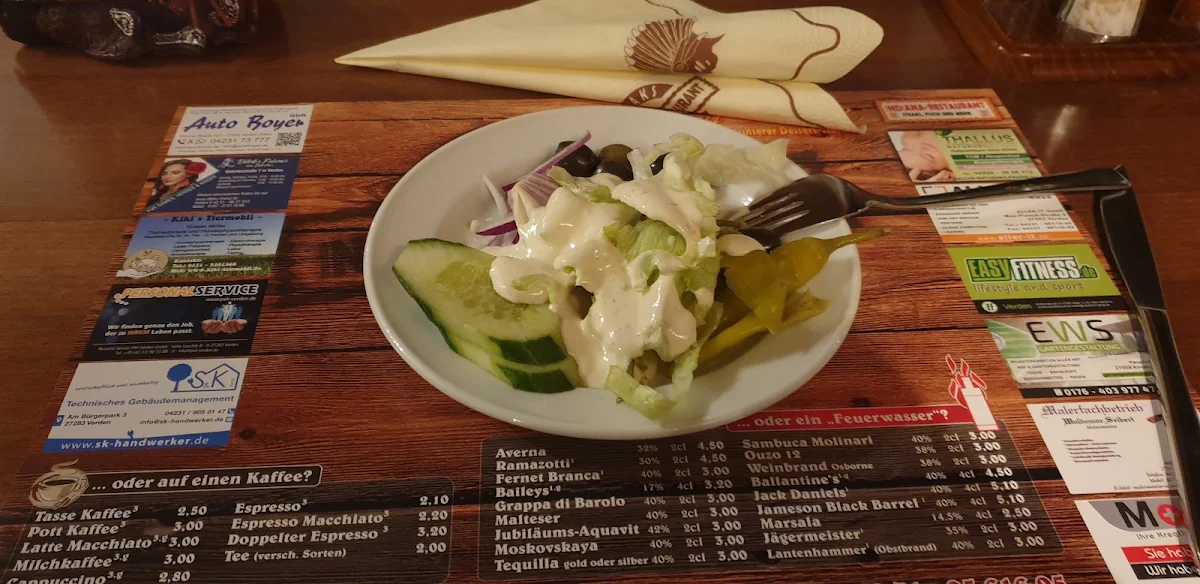Speisekarte, Indiana Restaurant Verden