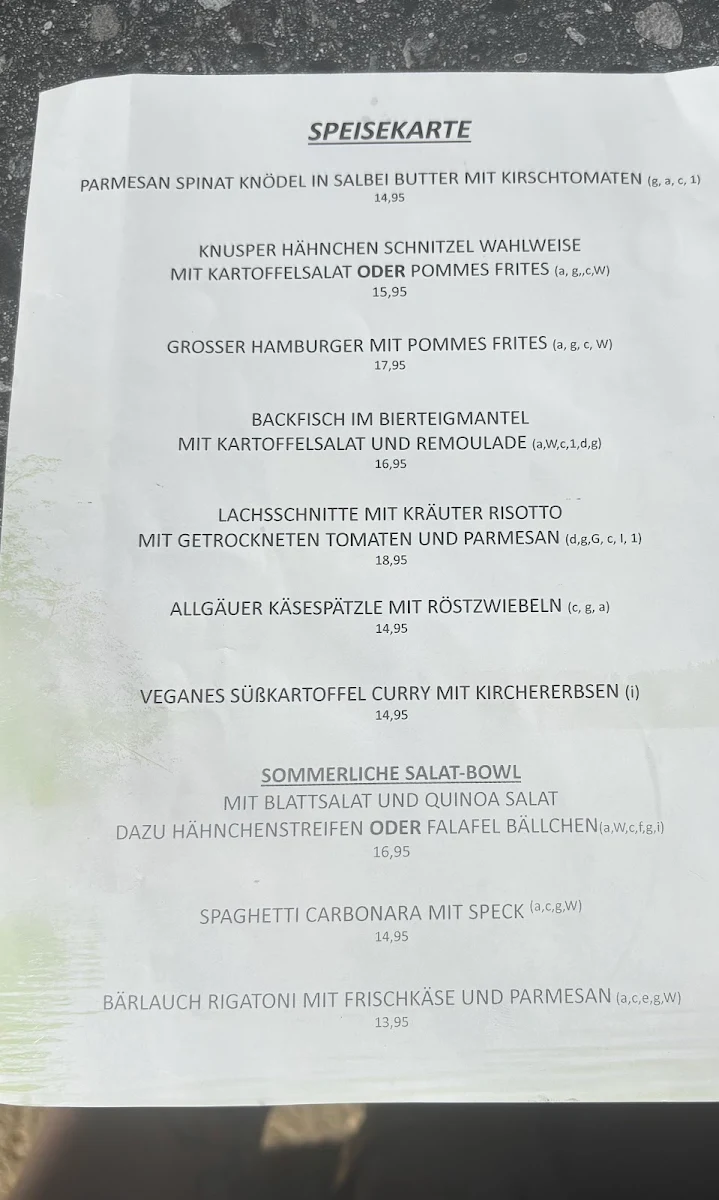 Speisekarte, Cafe Gondoletta