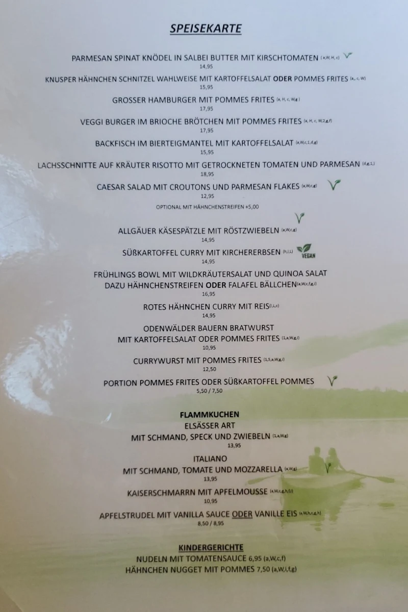 Speisekarte, Cafe Gondoletta