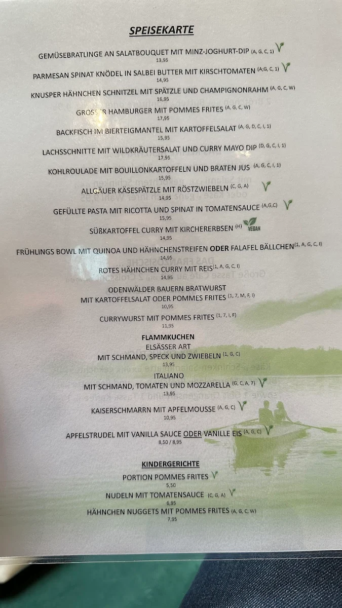 Speisekarte, Cafe Gondoletta