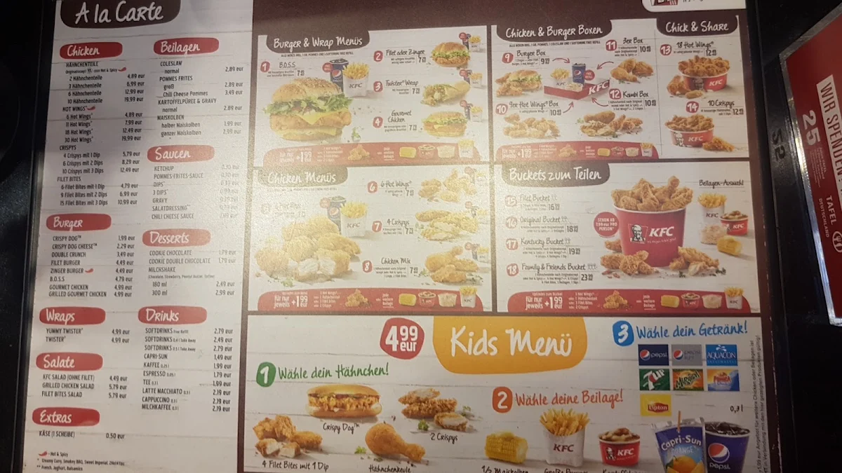 Speisekarte, Kentucky Fried Chicken
