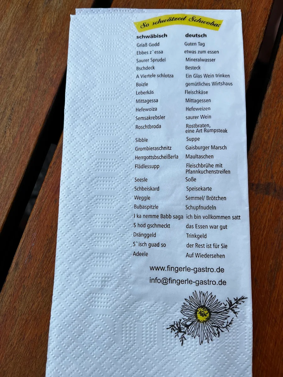 Speisekarte, Im Höfle