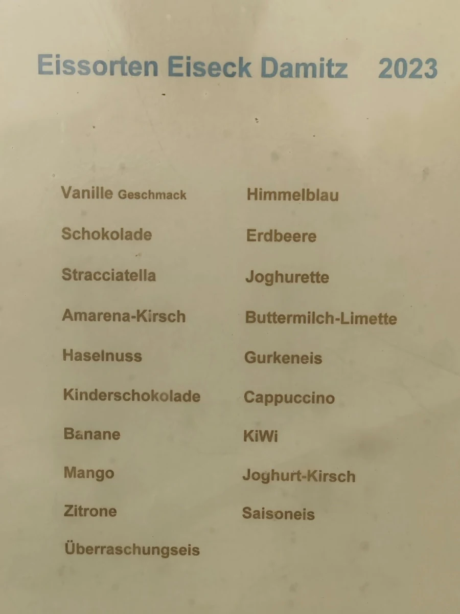 Speisekarte, Eiseck Damitz