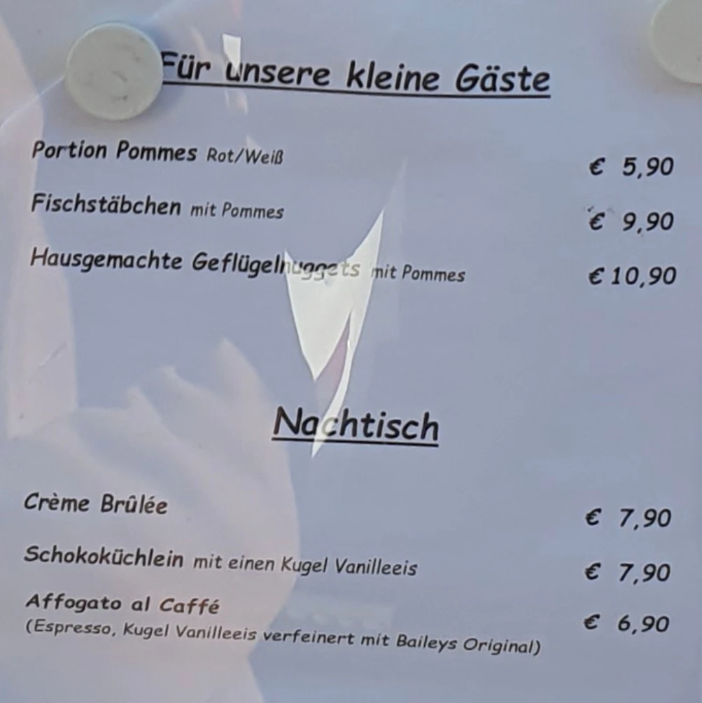 Speisekarte, Gasthaus Pension Moselgruss