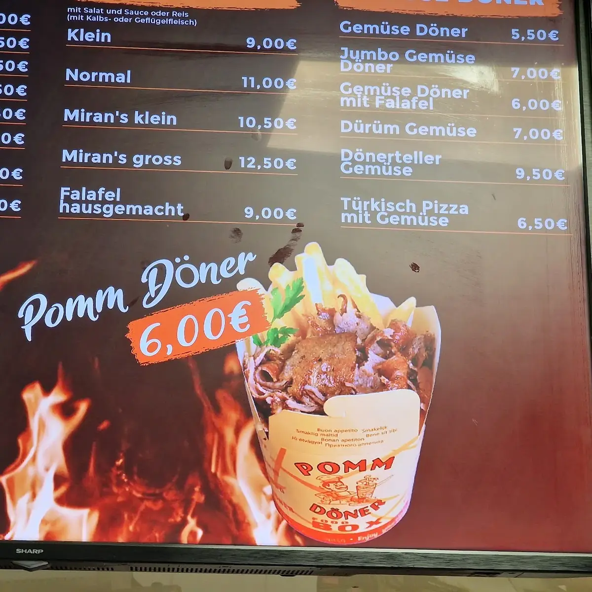 Speisekarte, Miran's1 Döner Orginal kiel friedrichsort
