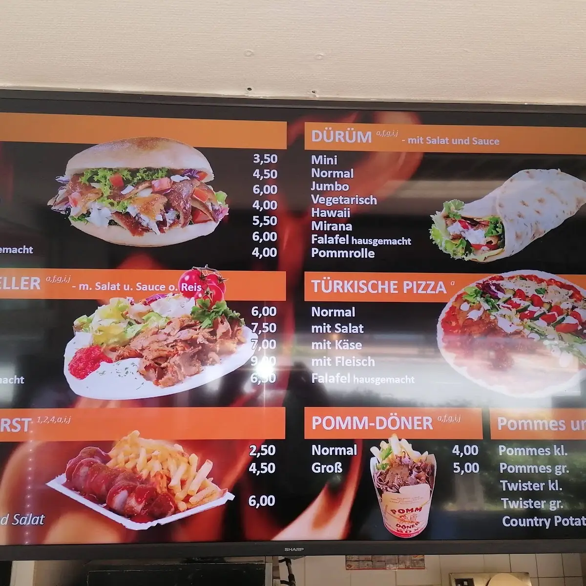 Speisekarte, Miran's1 Döner Orginal kiel friedrichsort