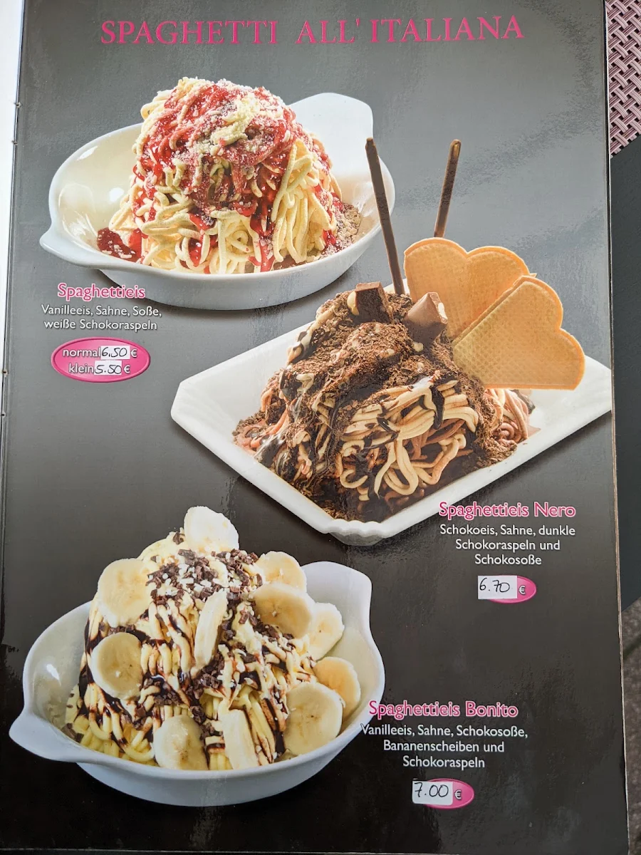 Speisekarte, Gelato Giulietta