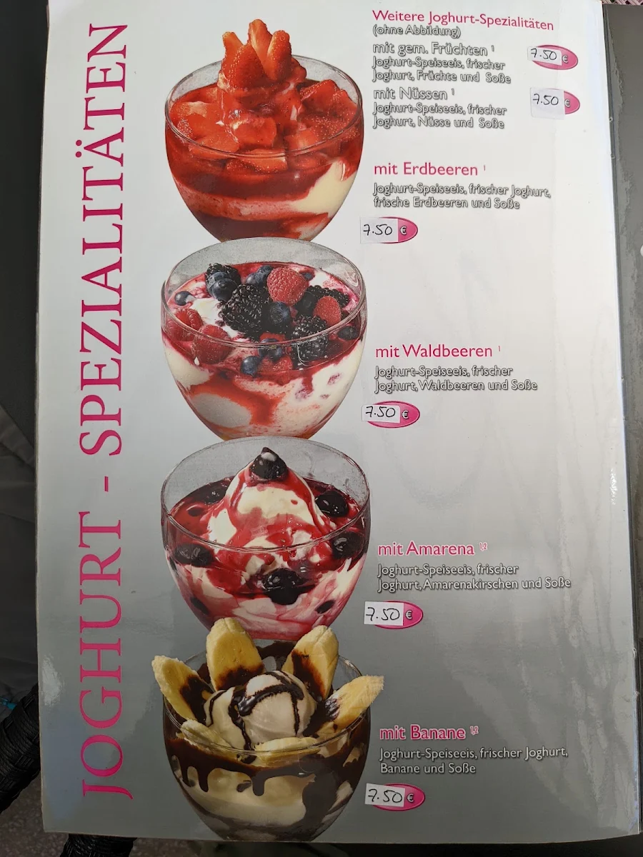 Speisekarte, Gelato Giulietta