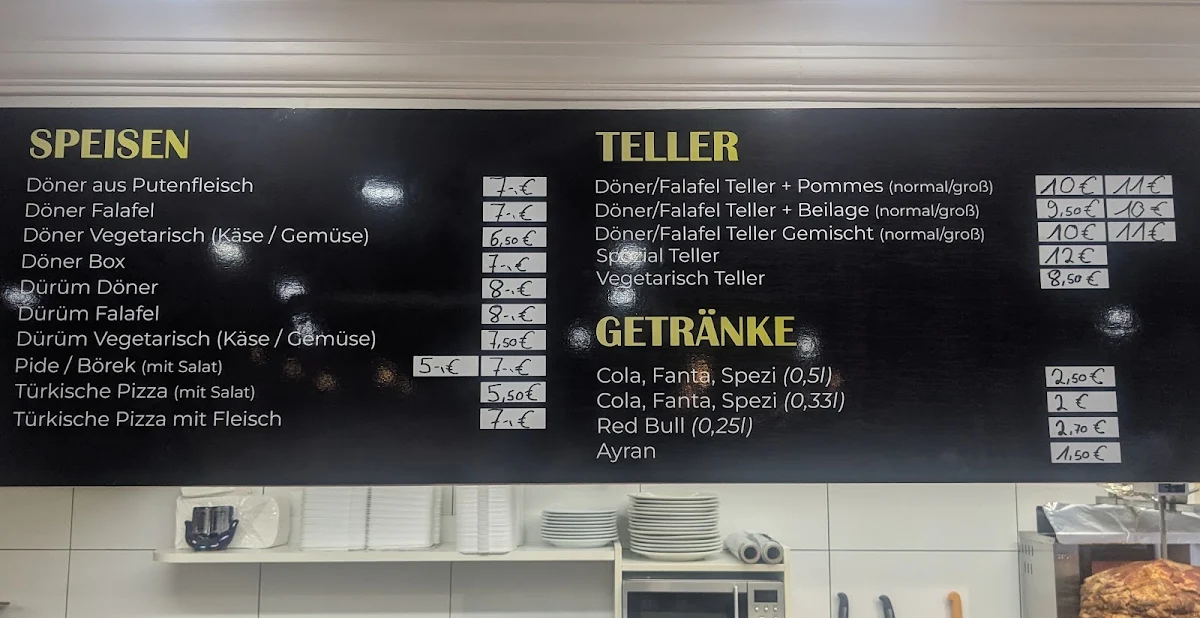 Speisekarte, Döner House