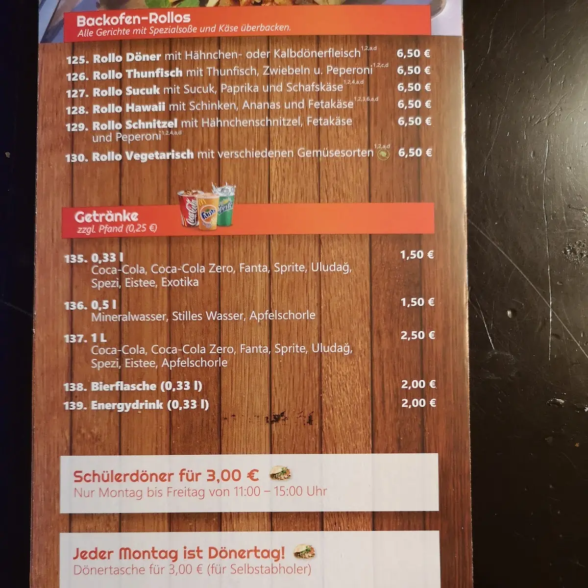 Speisekarte, Rintelner Döner