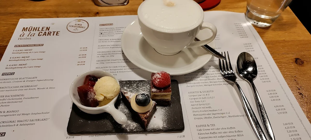 Speisekarte, Restaurant Almer Schlossmühle