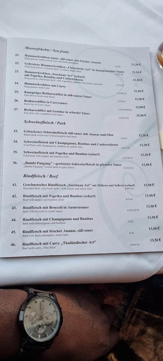 Speisekarte, China Restaurant Lotusgarten