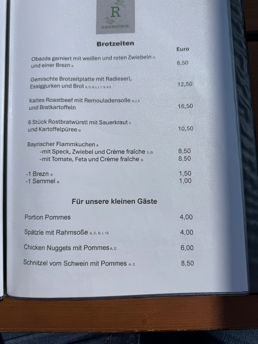 Speisekarte, Rainer Stuben