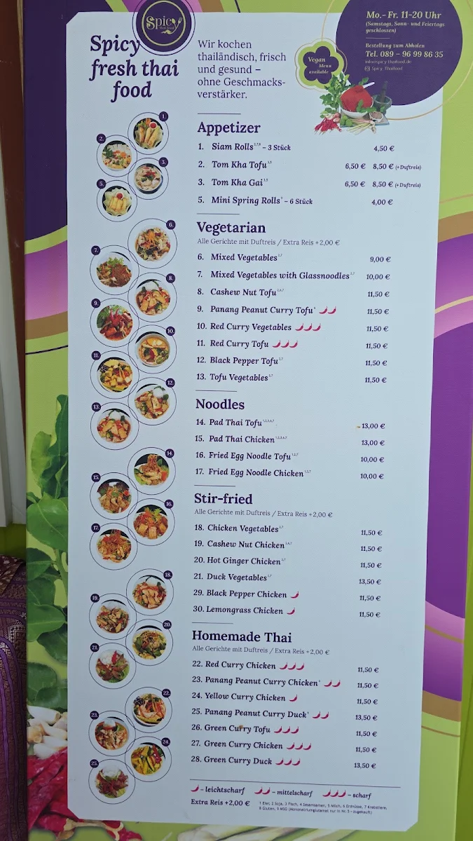 Speisekarte, SPICY Thai Food