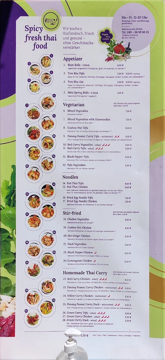Speisekarte, SPICY Thai Food