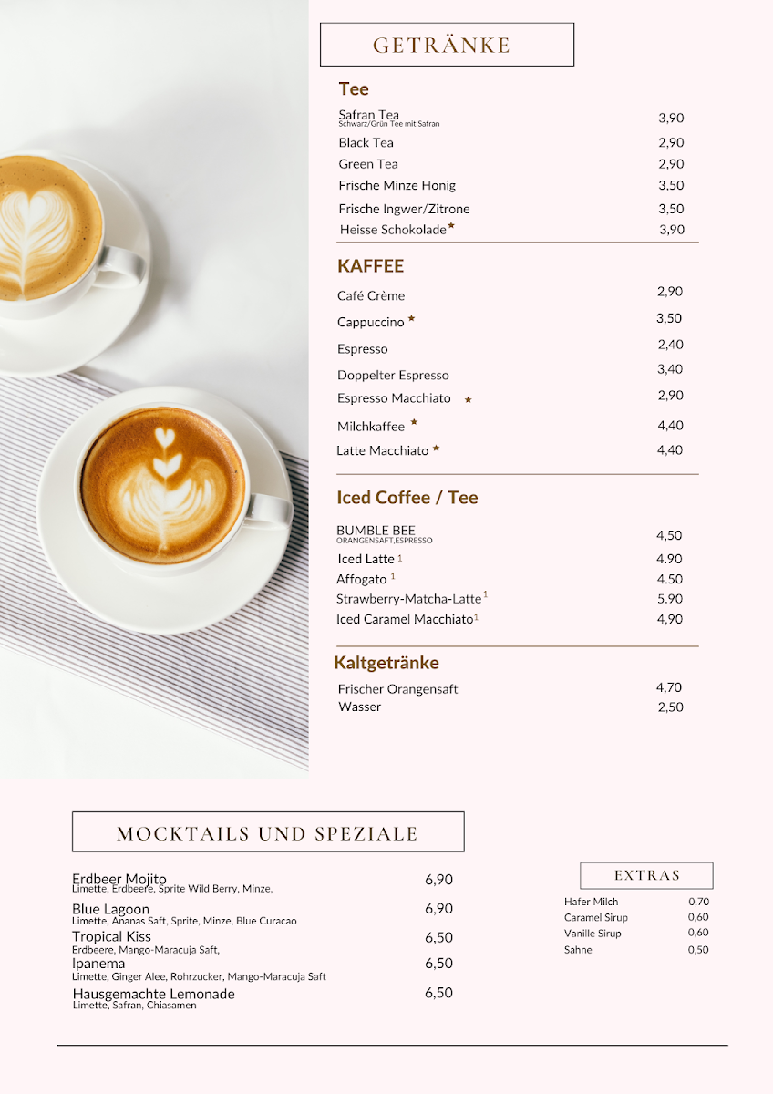 Speisekarte, Lecker Wecker Café Hamburg