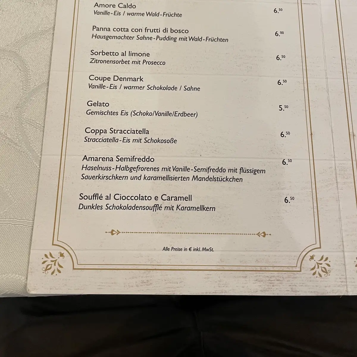 Speisekarte, Pizzeria Moderna "Der Neue Löwe"